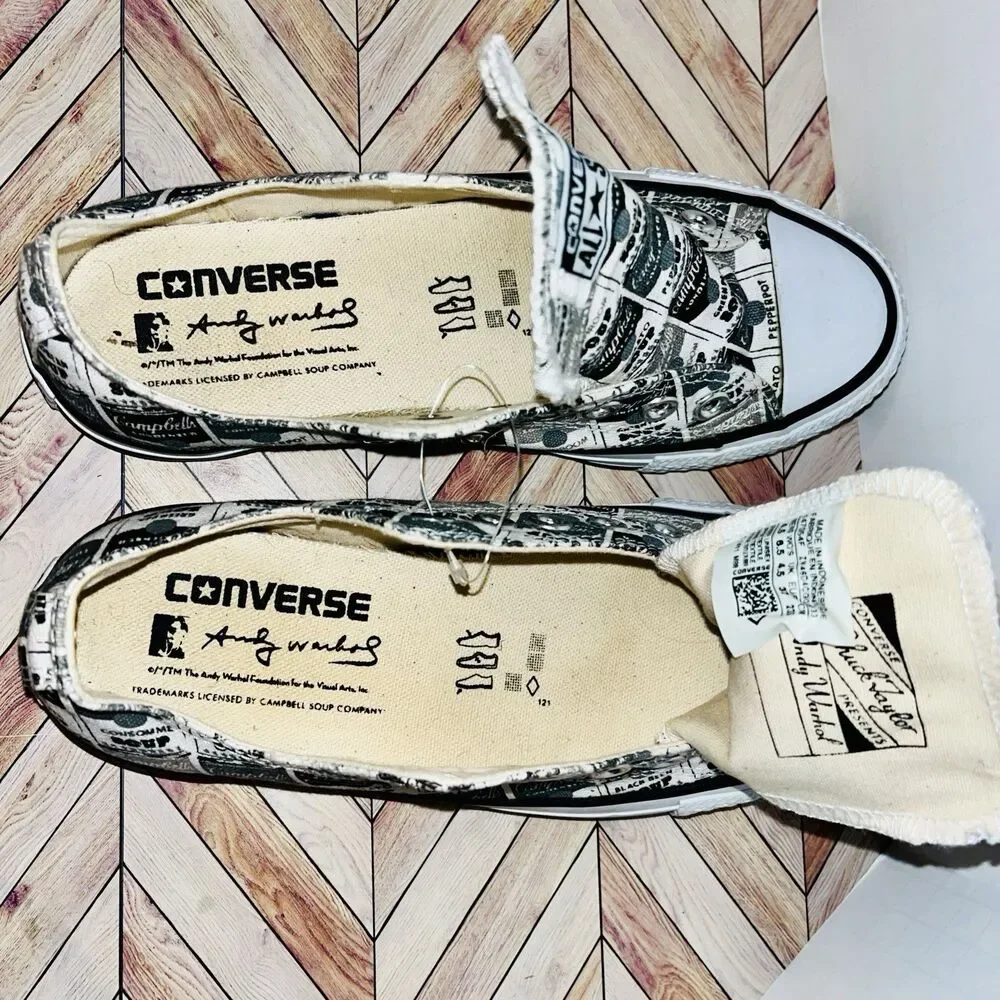 Converse Andy Warhol Sneakers M 4.5 W 6.5 Pop Art Edition Campbell Soup Black - Picture 9 of 9